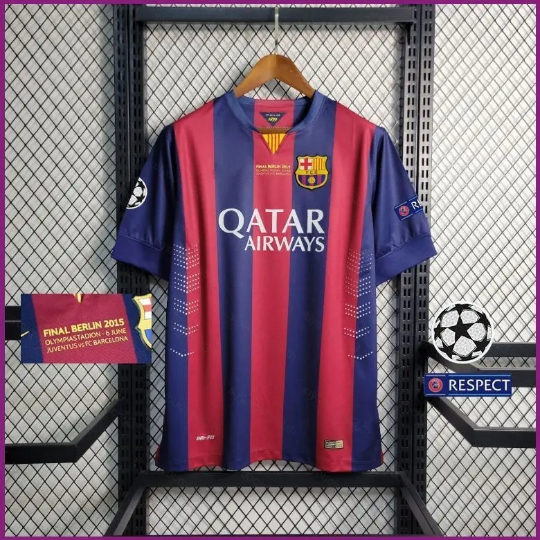 Áo Thi Đấu Bóng Đá, Phiên Bản Chung Kết UCL 2014 / 15 Sân Nhà Barcelona, Suarez, Messi, Neymar Jr, Chất Lượng Cao, Có S-4XL, Sy3 Top Sport