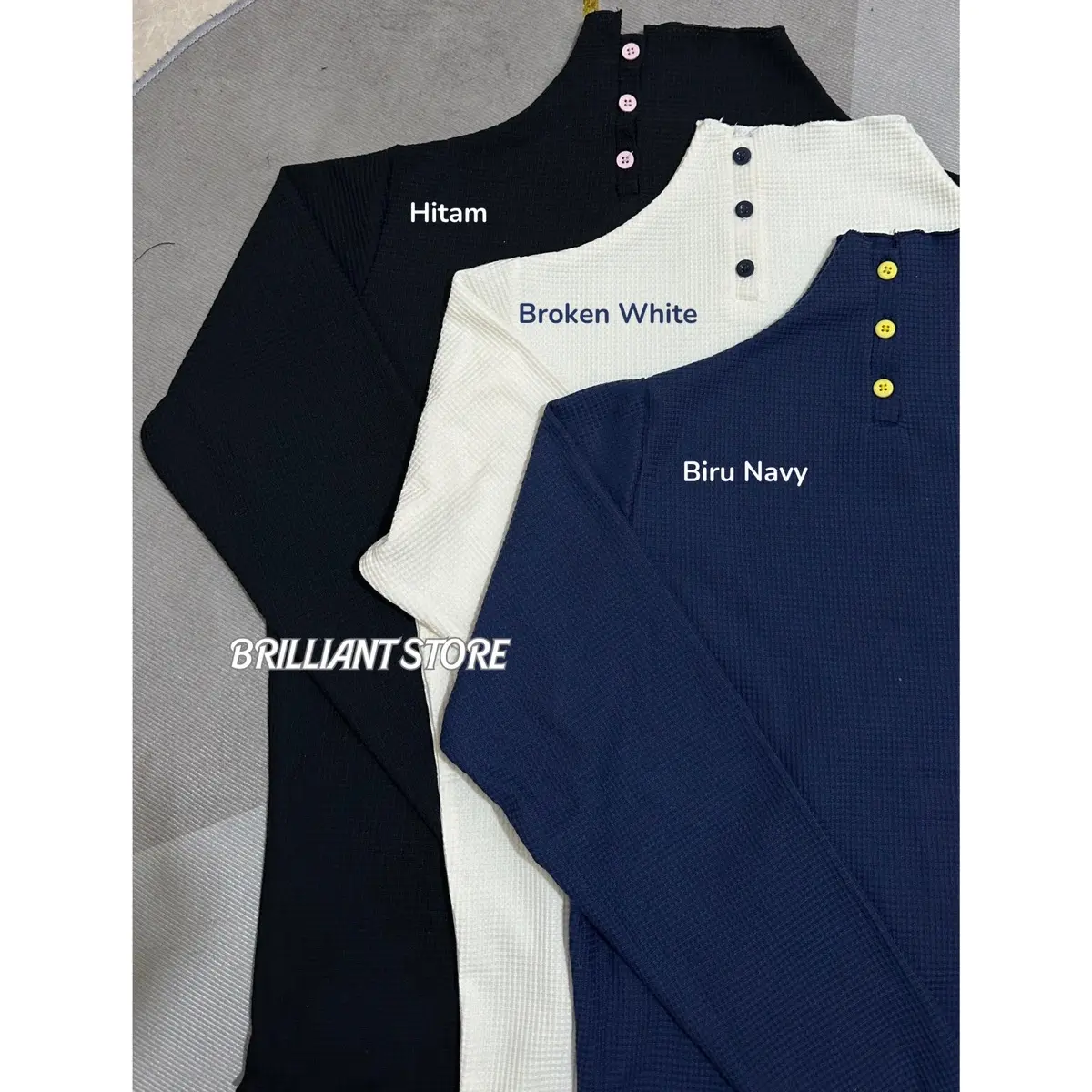 Kaos Turtleneck Wanita | Kaos Lengan Panjang Wanita | Kaos Waffle Wanita