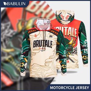BABULIN  Motorcycle Jersey with Hood shirt motor Long Sleeve cycling for men