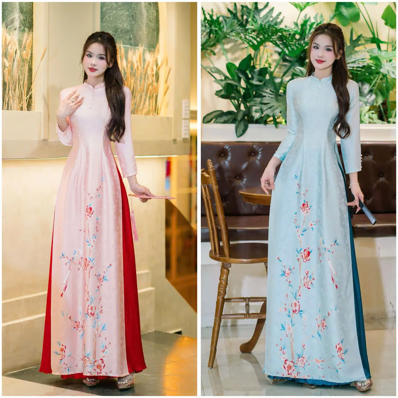 Fatraly - ADTT81 - Áo dài vải lụa gấm tơ tằm Thái Tuấn cao cấp thiết kế chuyên biệt Fatraly