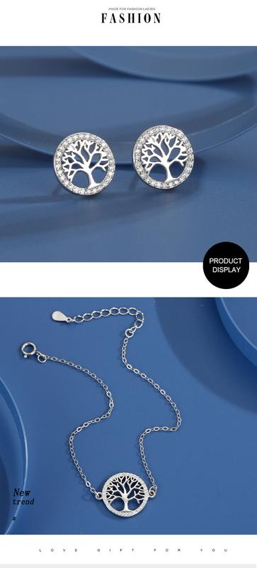 Product Introduction of Graves Sterling Silver Lucky Tree Necklace Set Temperament Tree of Hope Elegant and Exquisite Women's Bracelet Earrings 5
