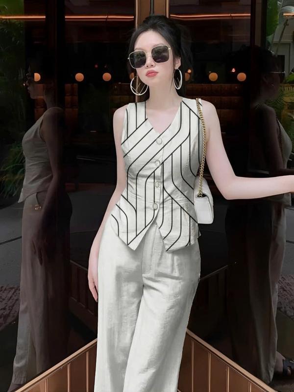 Hàng Thiết Kế Nữ, Áo Gile Nữ, Set Bộ 2 Món, Quần Ống Suông, Bộ Nữ Giá Rẻ, Váy Xinh MI 14