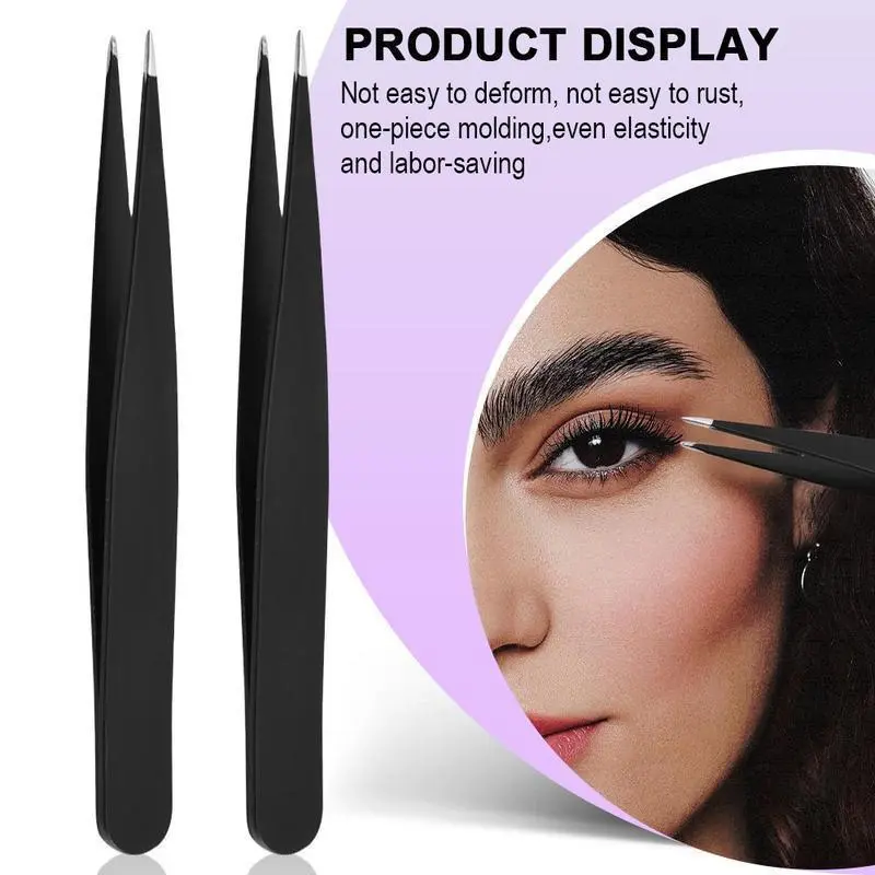 Eyebrow Tweezers Set, 4 Counts Professional Stainless Steel Precise Eyebrow Tweezers, Facial Hair Removal Tool Set, Makeup Tools for Women, Cosmetic 3