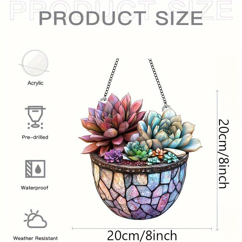 Succulent Plant Hanging Decor, 1 Count Colorful Stained Acrylic Window Hanging Decor, Hanging Ornament for Garden, Patio, Yard, Balcony, Room Decor 1