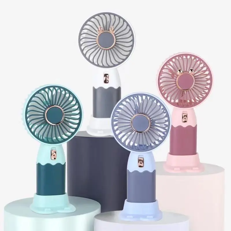 Kipas Mini Portabel USB Kipas Mini Pendingin Angin Kuat Kipas Genggam Mini Dapat Diisi Ulang dengan Dudukan Ponsel