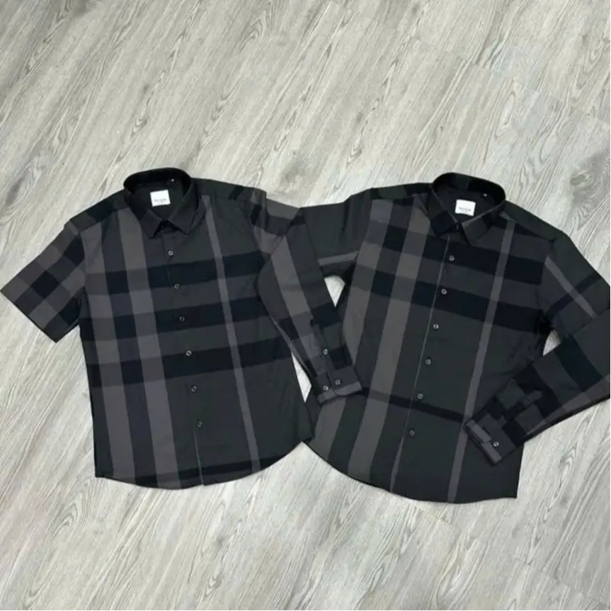Áo sơ mi nam mẫu mới phối sọc Đen vải cotton dày dặn sang trọng phong cách