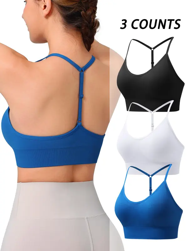 Women's Solid Color Sports Bra, Adjustable Strap Y Back Design Bra, Breathable Comfortable Sports Bra for Yoga Gym Workout Exercise, Activewear, Workout Clothes Women 4