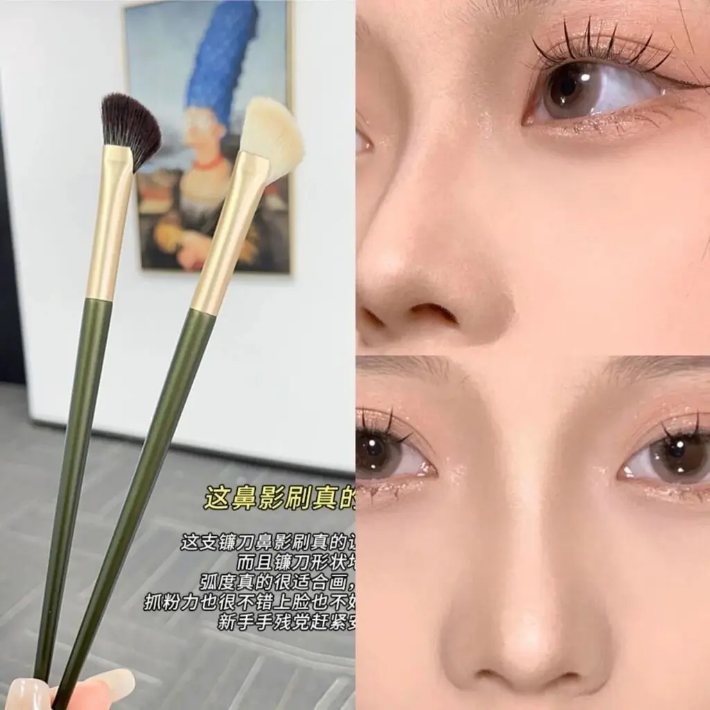 Cọ Đánh Phấn Mũi Đa Chức Năng, Nửa Khu Vực, Dụng Cụ Trang Điểm Pha Trộn Mỹ Phẩm, Cọ Hình Bóng Mũi Mặt, Đường Viền Góc Cạnh, Cọ Trang Điểm Cầm Tay 1 Cái