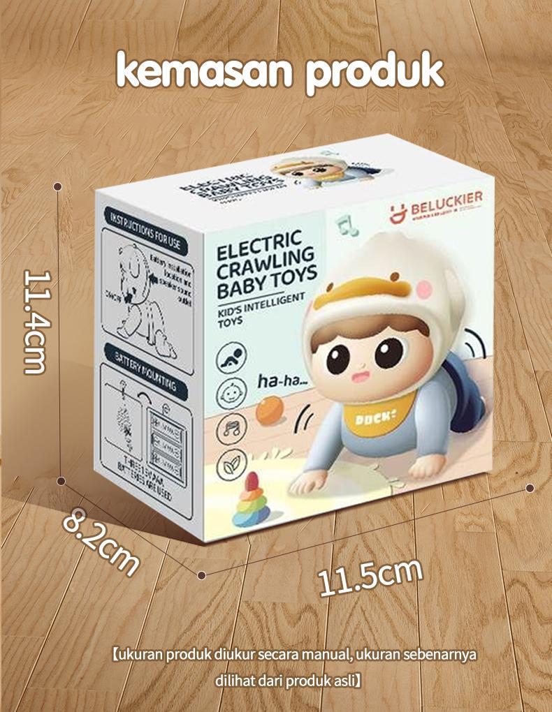 Habibi Boneka Merangkak Elektrik Bayi 0-12 Bulan - Mainan Edukasi Pelatih Gerak & Angkat Kepala Interaktif Toys Perempuan Dolls bayi  mainan