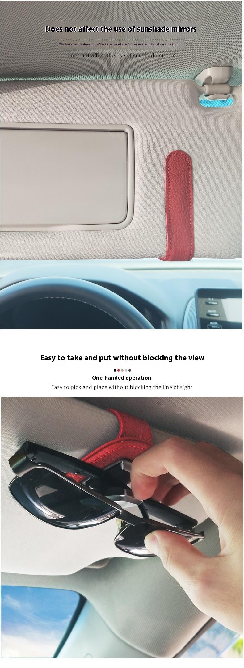 Product Introduction of Car Sunshade Glasses Clip Multifunctional Bill Storage Car Sunglasses Bracket Creative Cow Leather Car Supplies 3