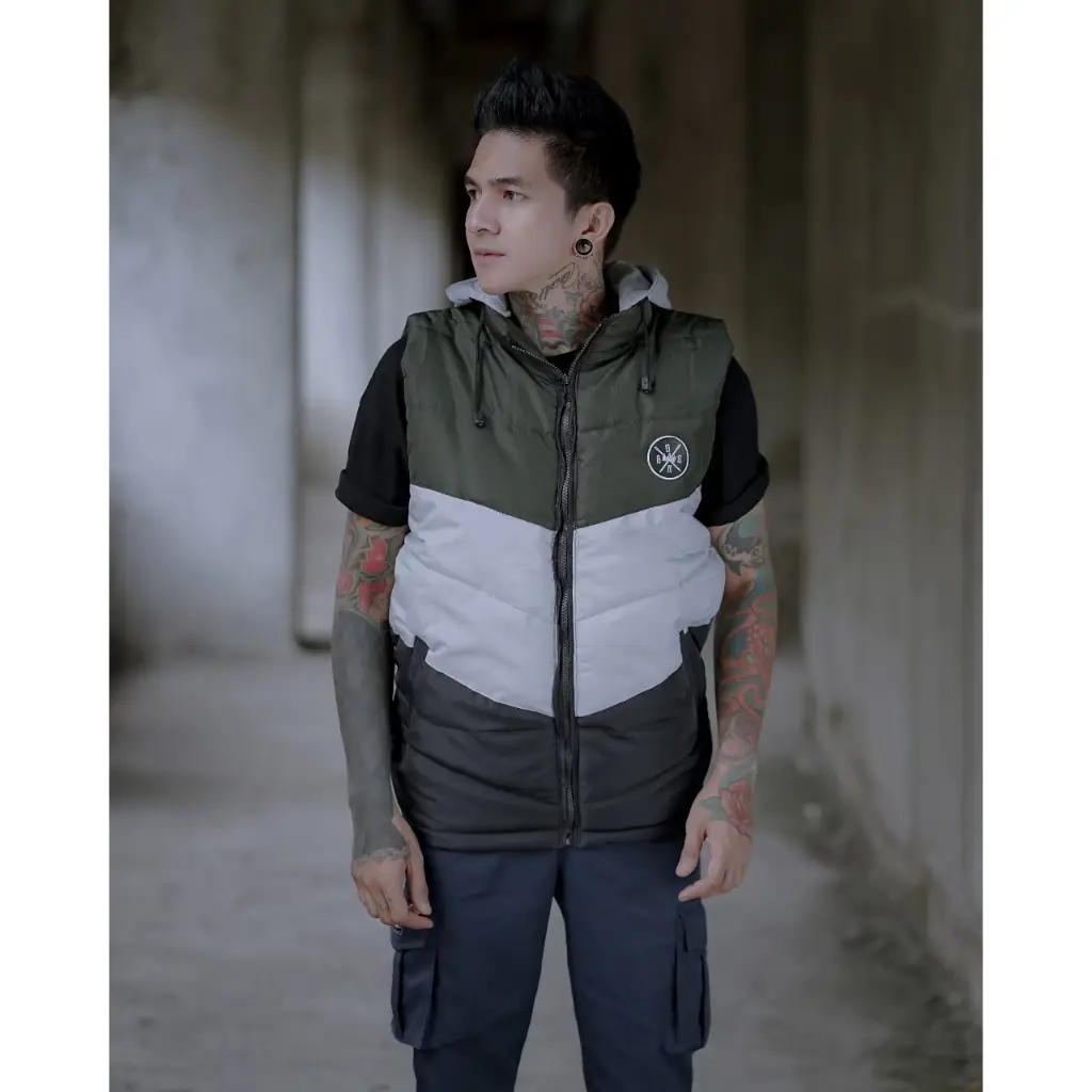 Rompi Big Size Pria Anti Angin Tebal Full Dacron Bahan Perasut Taslan jaket Rompi Motor Hitam Parasut
