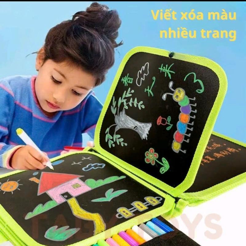 Đồ Chơi Trí Tuệ Quyển Tập Vẽ Tranh 14 Trang Kèm 12 Bút Màu Có Thể Xoá Được Mã S1412