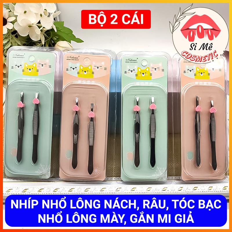 Bộ Gồm 2 Nhíp Nhổ Lông Nách Nhổ Tóc Bạc Nhổ Râu Nhổ Lông Mày Dùng Để Gắn Lông Mi Giả - Thiết Kế Bằng Thép Không Gỉ Nhổ Dễ Dàng