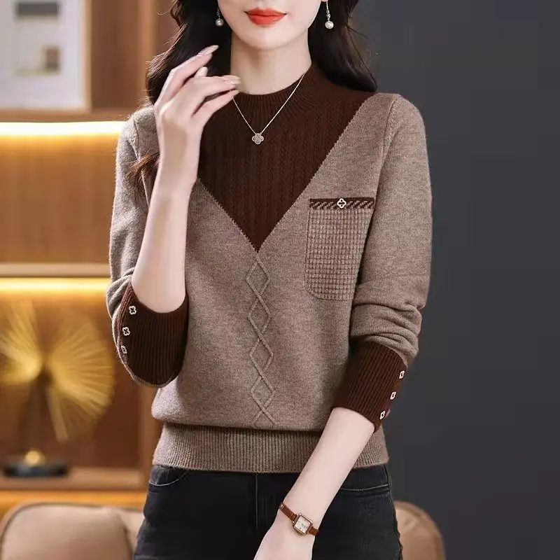 Áo Chui Đầu Cao Cấp, Ankela, Màu Đỏ, Thích Hợp Cho Mùa Thu Và Mùa Đông, Có Thể Mặc Bên Trong Áo Len, Đồ Len Nữ, Thời Trang, Đi Chơi, Chống Lão Hóa, Áo Mặc Bên Ngoài, Có Thể Mặc Bên Trong Women Top
