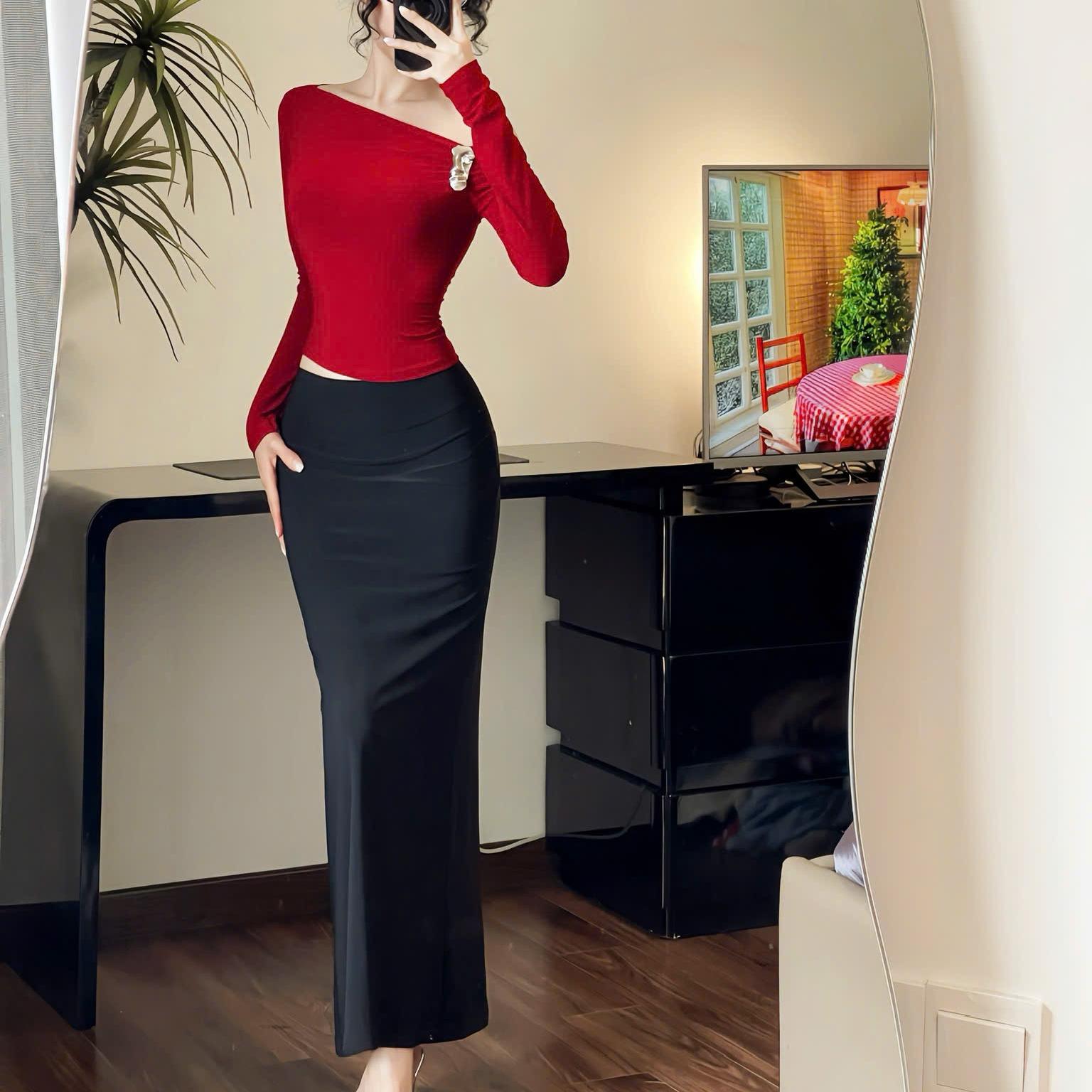 [MAISEY 2255] SET ÁO TRỄ VAI CHÂN VÁY 2 LỚP KÈM TAG TRANG TRÍ