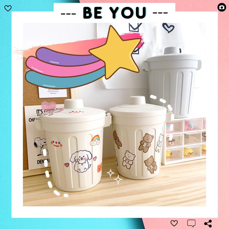 Thùng Rác Mini, Hộp Đựng Nhỏ Hình Chiếc Xô Để Bàn Học /Bàn Làm Việc Có Nắp Đậy Tiện Lợi - BEYOU