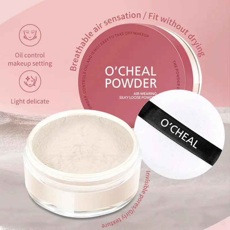 Long-lasting Oil Control Powder, 1 Box Matte Finish Makeup Setting Powder, Face Makeup Accessories for Women & Girls, Cosmetic 3