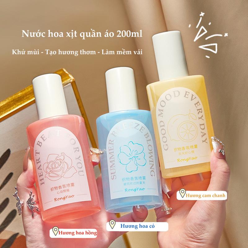 Xịt Thơm Quần Áo Hương Nước Hoa 200ml - Hỗ Trợ Khử Mùi Quần Áo, Thành phần tự nhiên, An toàn cho da mẫn cảm, Dầu Thơm Dầu Thơm Phòng