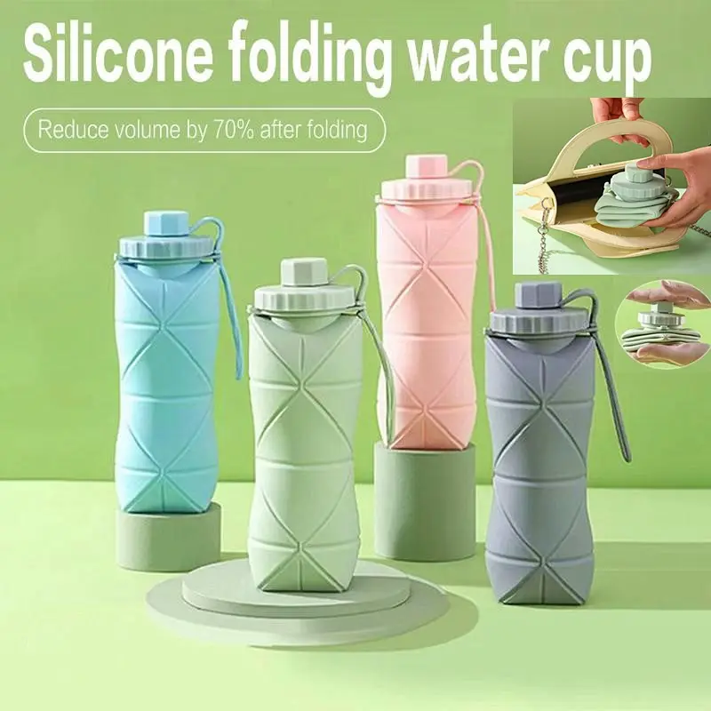 portable Water cup, foldable, silicone material, diamond-shaped, large capacity, suitable for outdoor camping and mountaineering, retractable Cup, outdoor sports travel