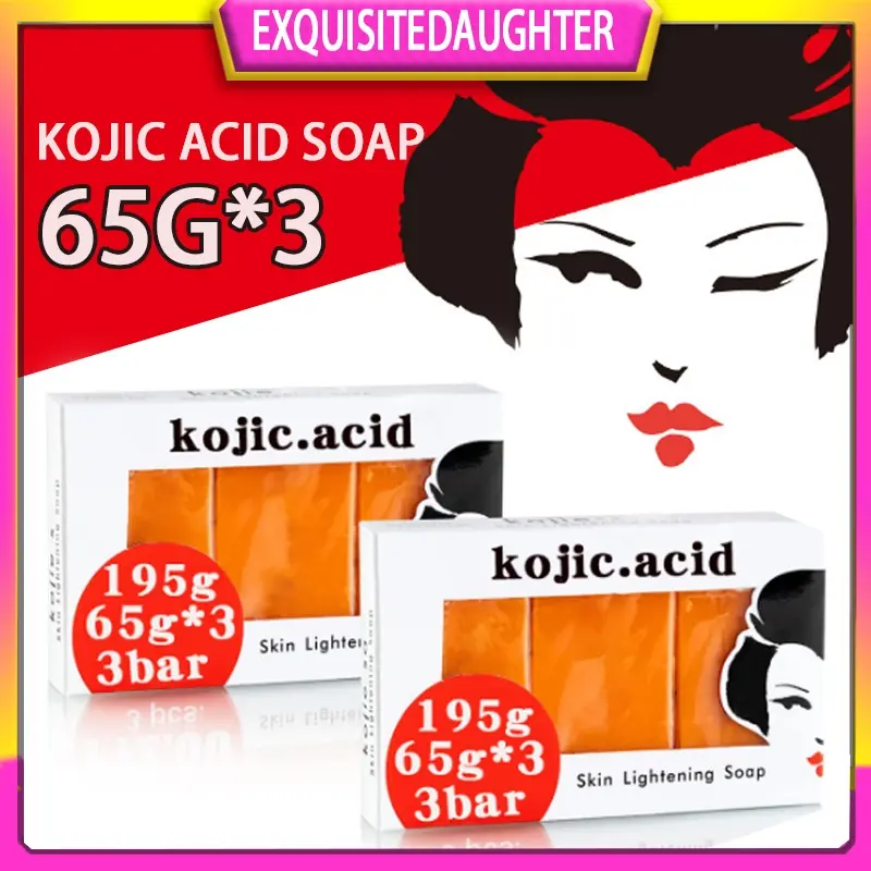 【 Free foam 】3 Pcs /Set Kojie san Soap original / Kojiesan / Kojisan / Kojic acid Soap / Kojie.san 3 by 65 grams