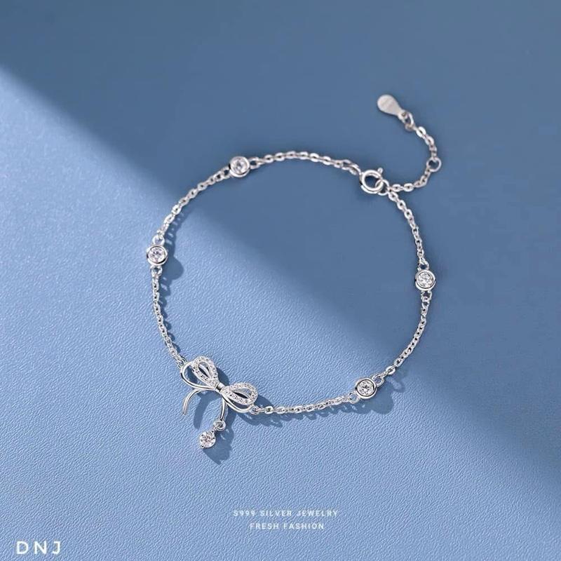 Lắc 925 Jewerly nữ đính đá đơn giản cá tính trang sức bạc Ý cao cấp ổ cao - 9N25 2