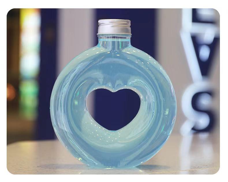Product Introduction of 5/10pcs New Heart Water Bottle Food-graded Transparent PET Milk Tea Shop Cup Wedding Party Gift Cola Juice Drinks Bottles 500ML 19
