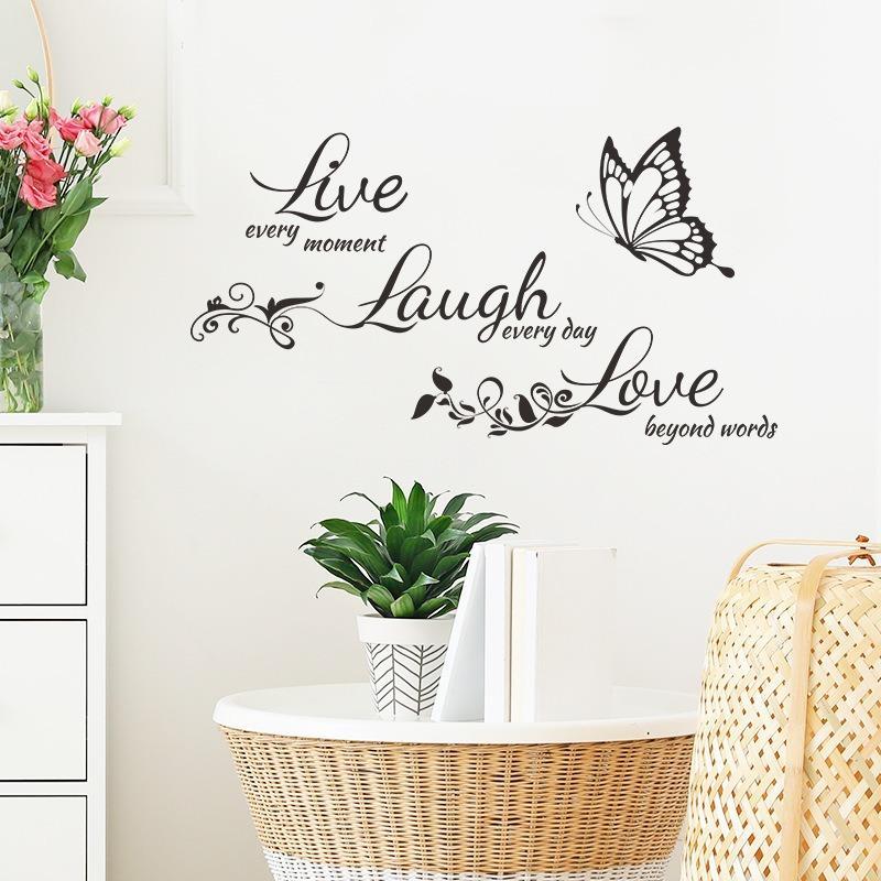 Wall Sticker (1 Piece), Butterfly And Letter Decorative Sticker, PVC Waterproof Wall Decor Supplies For Home Hotel And Restaurant, Home Decor Set 2