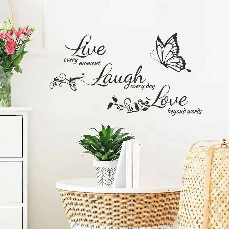 Wall Sticker (1 Piece), Butterfly And Letter Decorative Sticker, PVC Waterproof Wall Decor Supplies For Home Hotel And Restaurant, Home Decor Set 2
