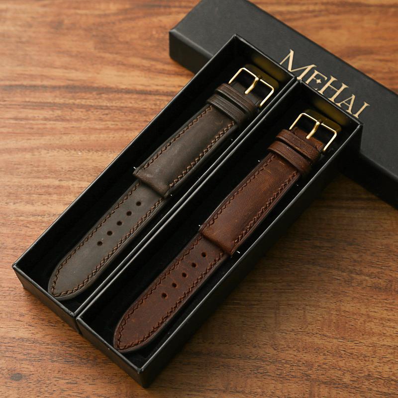 Dây Đồng Hồ Da Bò Sáp Ngựa  Điên 2 Lớp có Chốt thông minh , Lót chống Thấm mô hôi tay Móc Khoá Women