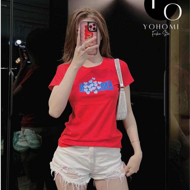 Áo thun thái 2806 nữ from vừa cổ tròn nhiều màu in nổi bao đẹp YOHOMI mã Tym Top