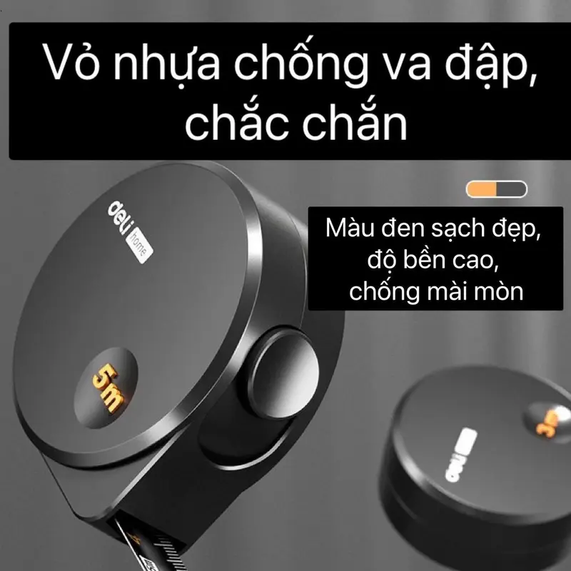 Thước Dây Deli 5m Bằng Thép Chống Mòn Độ Chính Xác Cao Chịu Lực Tốt 2