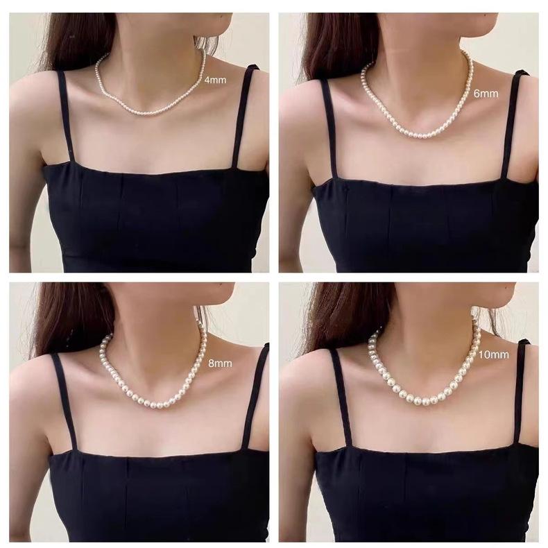 Product Introduction of European and American Fashion Simple Shijia Pearl Necklace for Women Beaded Retro Niche Fashion Simple Choker Chain Versatile Choker 11