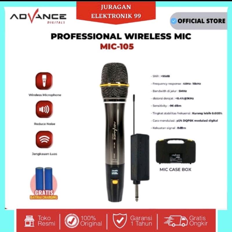 mikrophone advance 105 wirelees double mic advance - Shop | Tokopedia