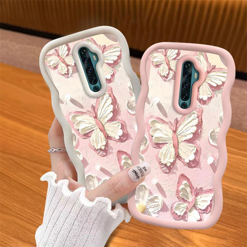 Ốp Điện Thoại Mềm, Cho OPPO Reno 2F 2Z, Thiết Kế Gợn Sóng Ốp Điện Thoại Di Động Bướm Sơn Dầu Cổ Điển Sang Trọng, Bảo Vệ Điện Thoại