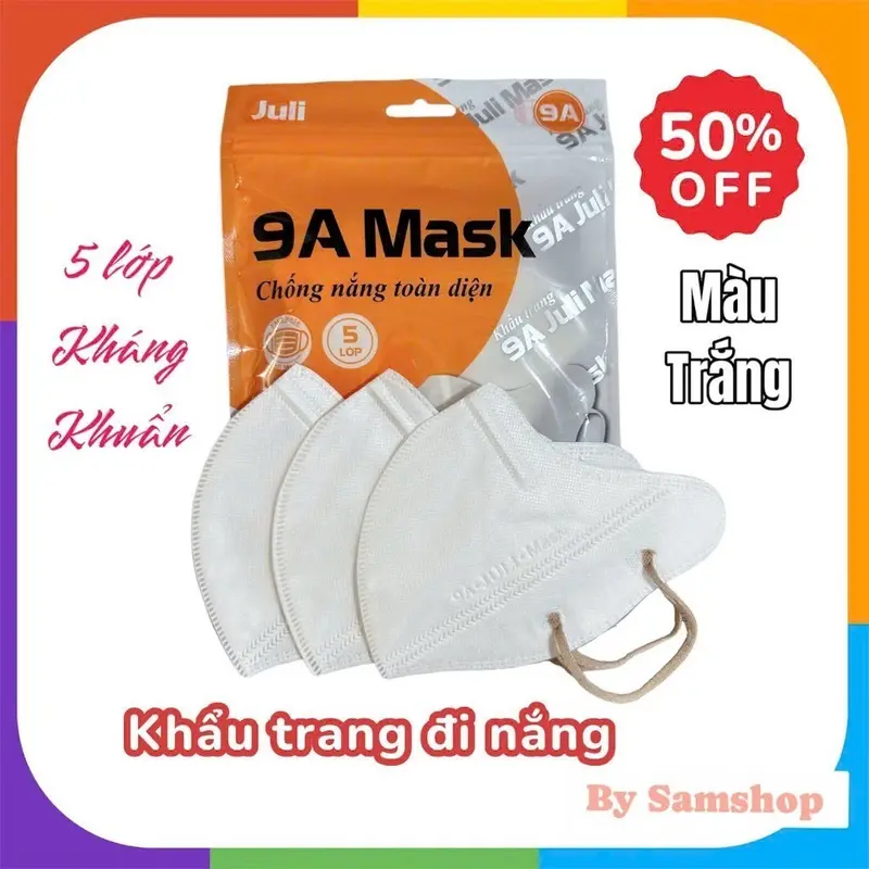 [ Mua 100c tặng 20c 5D] Khẩu trang 9A JULI 5 lớp kháng khuẩn,chống nắng,dày dặn che kín khuôn mặt-KT9A3 2