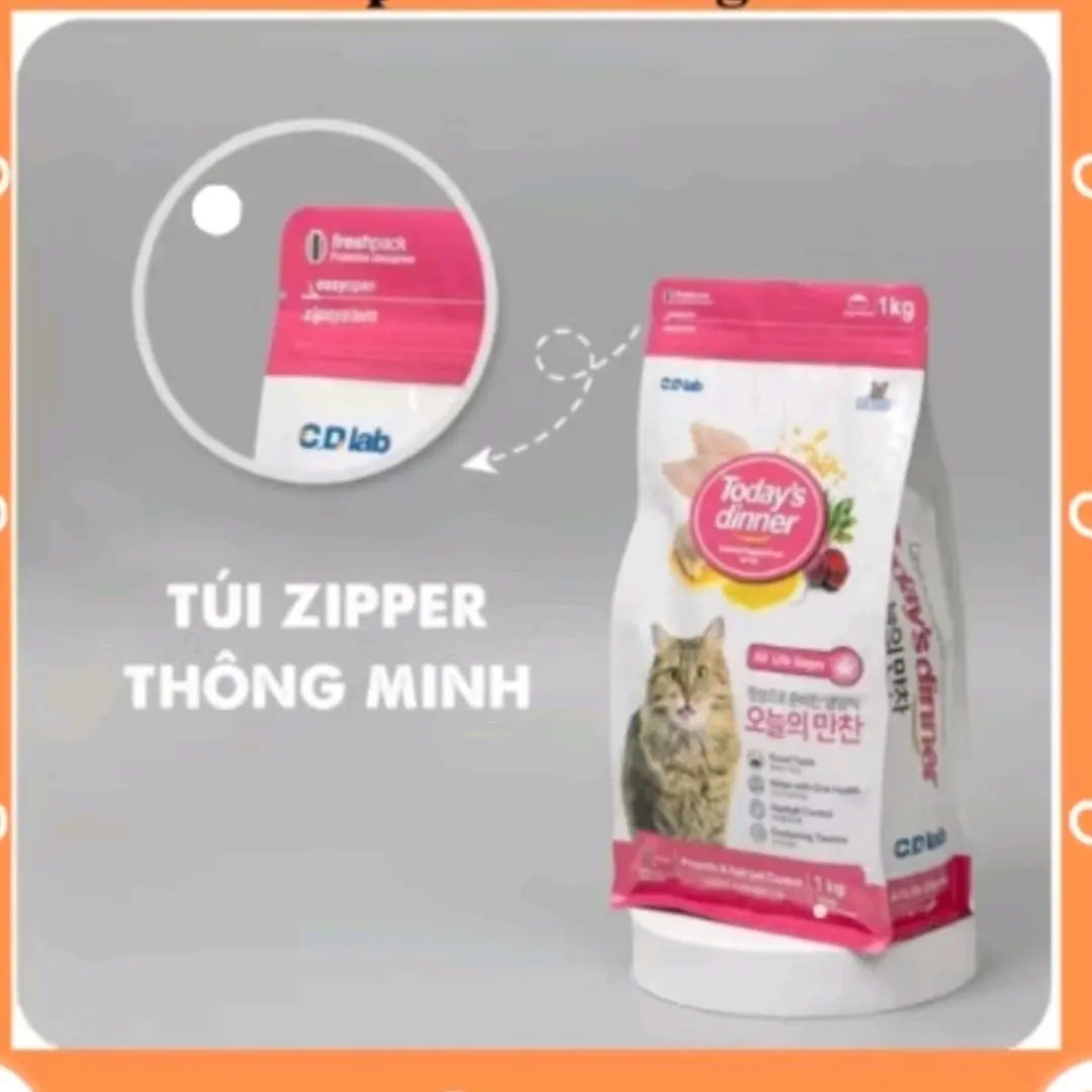 Hạt Today Dinner túi zip 1kg - thức ăn cho mèo mọi lứa tuổi cats rang