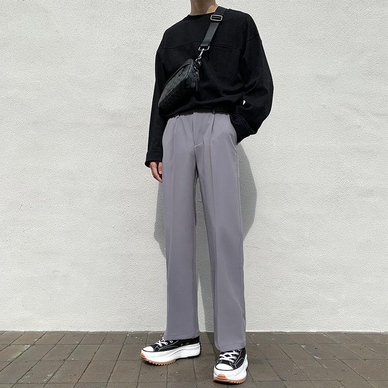 Product Introduction of Men's Spring Summer Wide Leg Dress Pants - Korean Style Loose Fit High Waist Office Trousers |   Trendy DK Straight Cut Formal Casual Pants for Students & Work 16