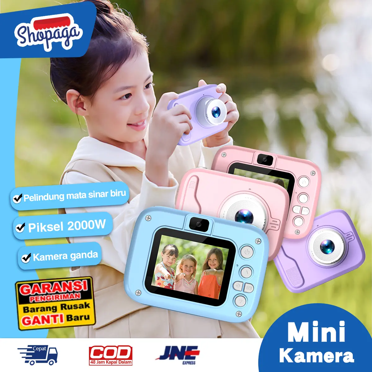 mainan kamera anak Kamera Digital Mini Anak | DSLR Mainan Foto Video| Kids Action Camera Digital  USB 2.0 IPS 2000W piksel 1080p
