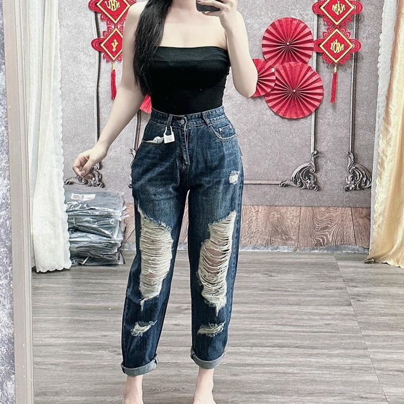 Quần baggy RÁCH không giãn lưng cao