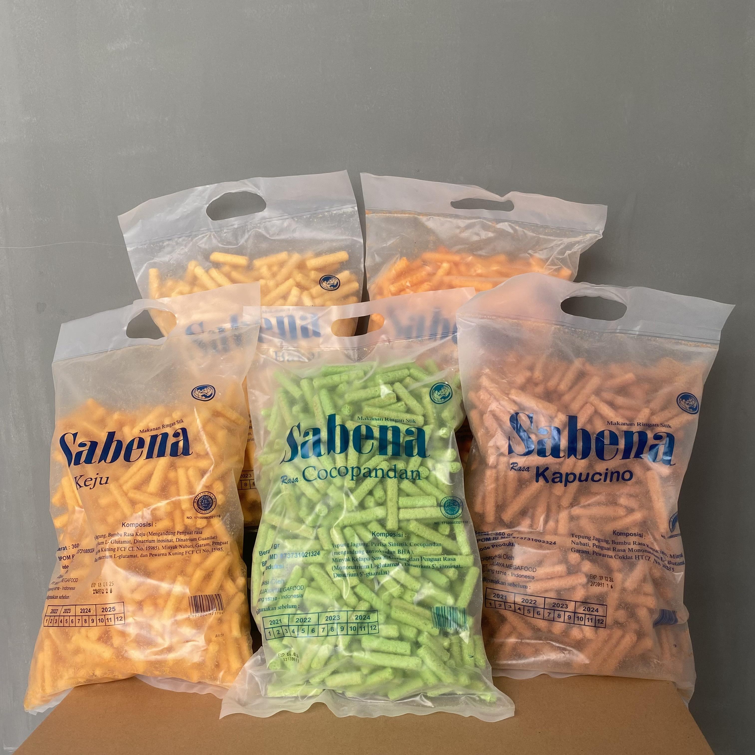 Makanan Snack Stik Sabena 1 Dus isi 5 Pack Mix Rasa pesanan 2 dus ke atas Food Pedas Keripik Cemilan