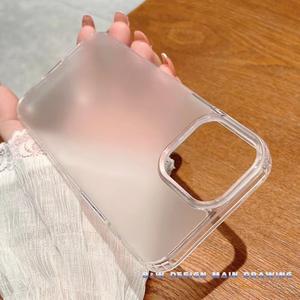 Premium Luxury Simple Matte Phone Case Compatible for iPhone 15 Pro Max 14 / 14Pro / 14 Pro Max / 13 12 11 Pro Max Case Transparent Anti-drop Protective Shockproof Acrylic Cover