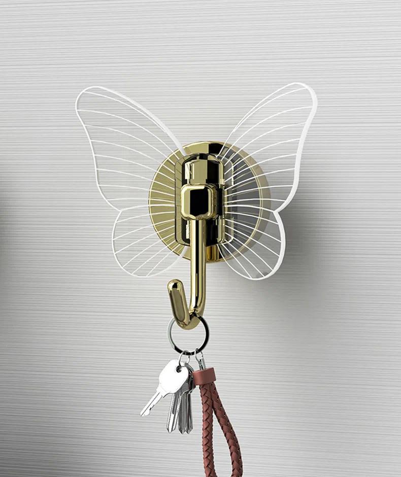 Product Introduction of Elegant Butterfly Hanger Bathroom No-Drill Wall Hook Seamless Hanging Entrance Strong Adhesive Stylish Wholesale Decor Organizer 17