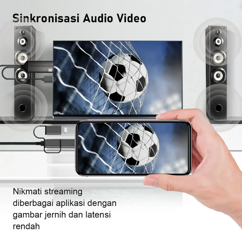 Kabel HDMI ke Type C USB/Micro/Lightning Converter 3in1 2 Meter Bisa Semua HP PX MHA-130 7