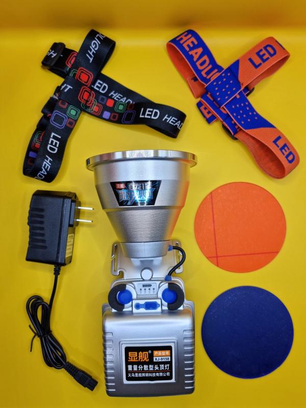 Đèn Pin Đội Đầu Siêu Sáng XJ 9158 Với 3 Kính Đổi Màu Tùy Chọn Chiếu Xa 1000m Pin Dung Lượng Cao