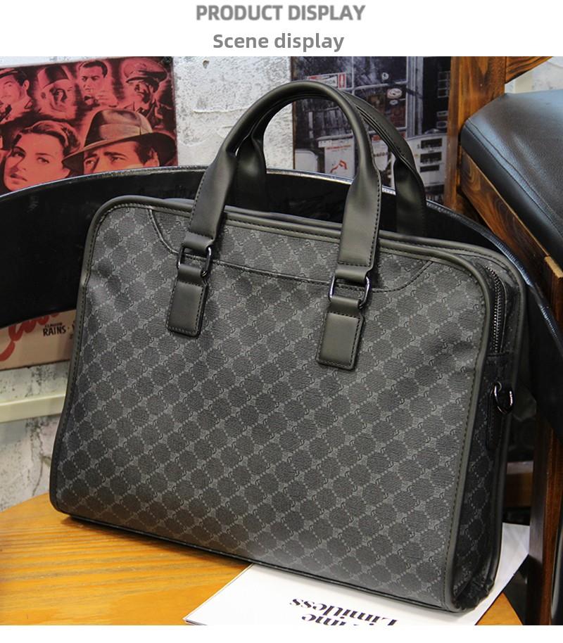Product Introduction of Handbag Men's trendy brand Business plaid Men's shoulder bag Fashion business travel briefcase Oblique span Computer file bag 0