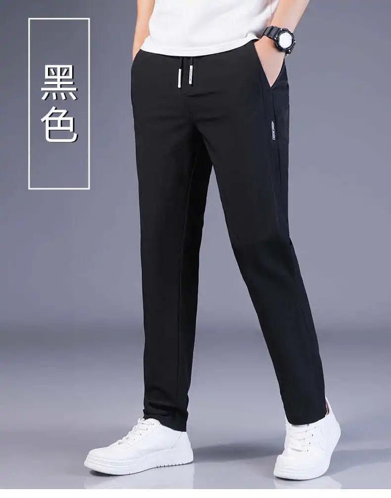 Product Introduction of Men's Ice Silk Pants Loose Breathable Straight Slim Casual Pants Summer Thin Long Pants Elastic Men's Sports Wholesale 13