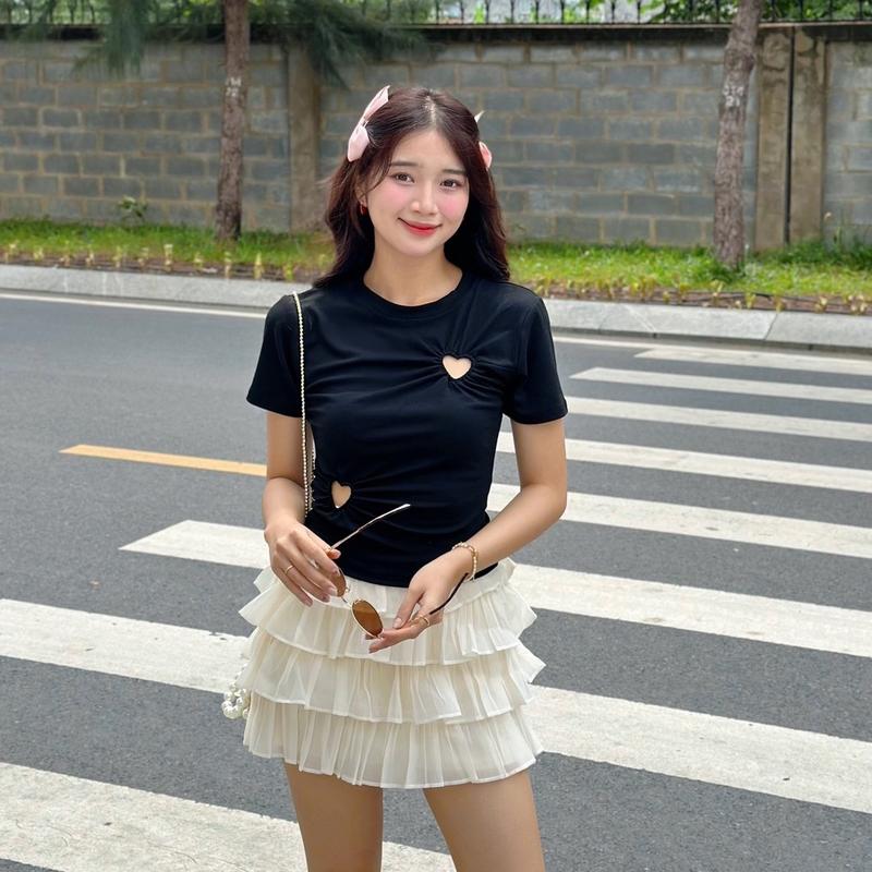 Áo thun tay ngắn khoen trái tim 2