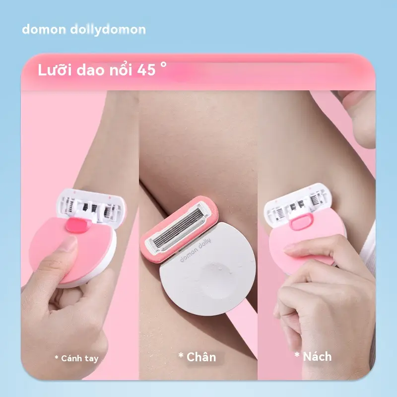 Domon dolly dao cạo lông cho phụ nữ - Xóa bỏ lông nách, chân, tay mà không để lại vết thâm, tích hợp thanh dưỡng ẩm 2