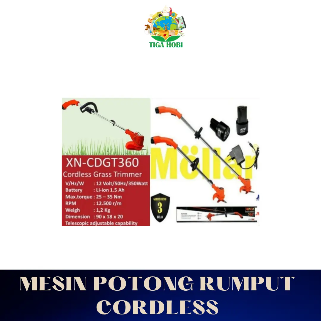 MESIN POTONG RUMPUT CORDLESS BATERAI XENON CDGT360 GRASS TRIMMER 12V