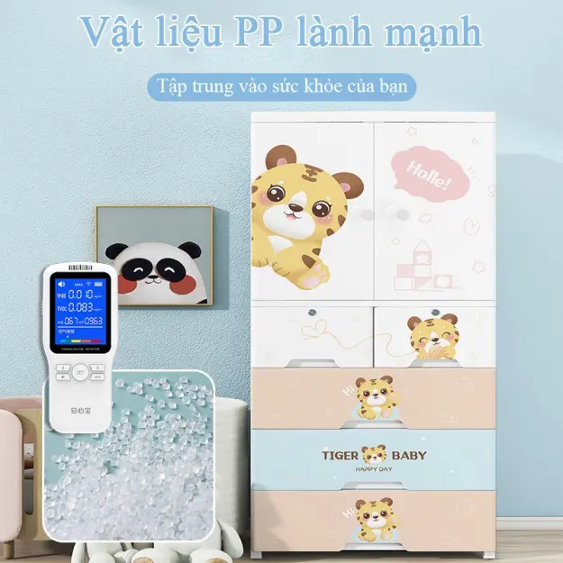 【Tủ Nhựa Cho Bé】70cm Tủ Quần Áo Trẻ Hình ảnh hoạt hình Tủ Để Đồ nhìu ngăn rộng rãi Tủ đồ nhựa đựng 6